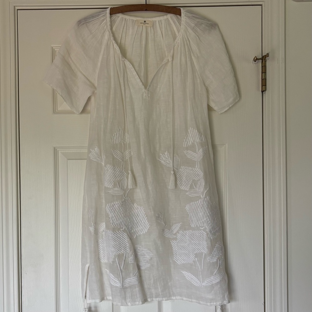 Benaras by Citrus White Embroidered Tunic Dress or Swim Coverup